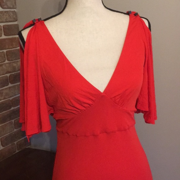 Tracy Reese black label red flutter summer dress - Picture 2 of 8
